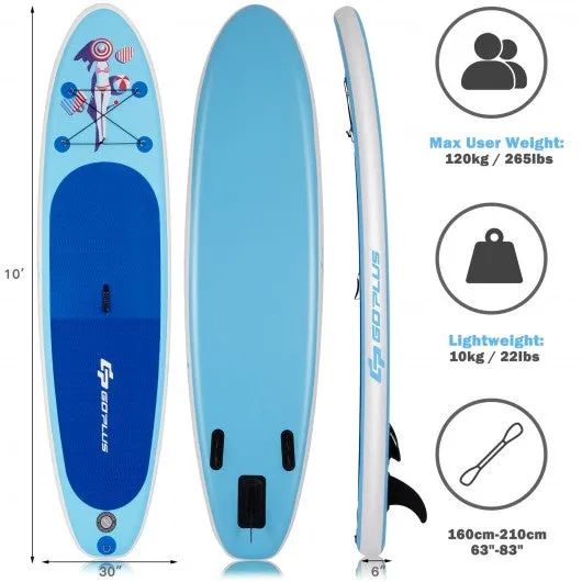 10' Inflatable Stand Up Paddle Board with Adjustable Paddle Pump