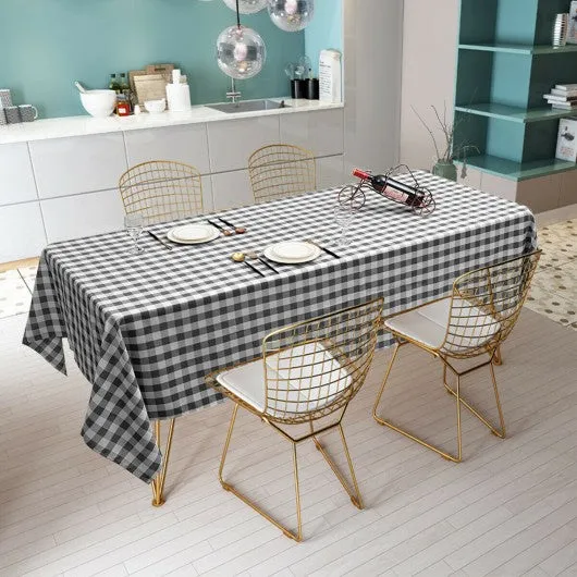 10 Pcs 60" x 102" Rectangular Polyester Checker Kitchen Tablecloth-Black