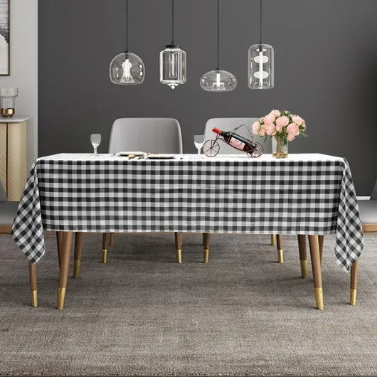 10 Pcs 60" x 102" Rectangular Polyester Checker Kitchen Tablecloth-Black