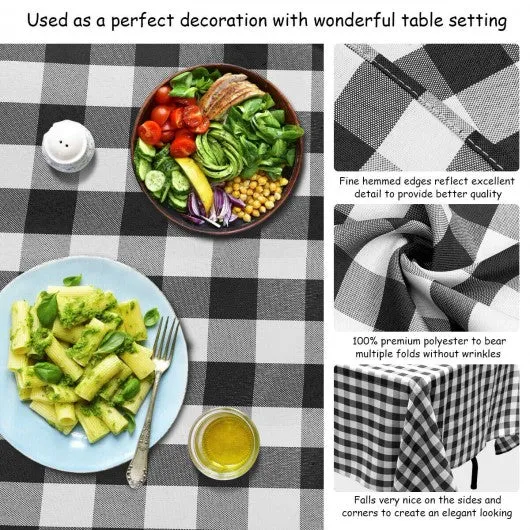 10 Pcs 60" x 102" Rectangular Polyester Checker Kitchen Tablecloth-Black