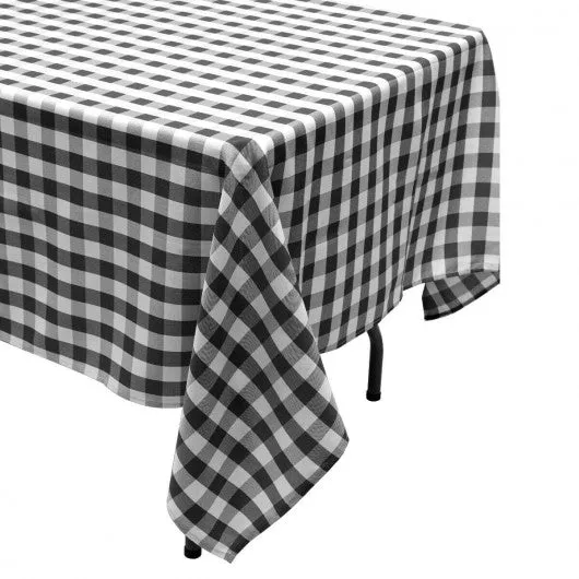 10 Pcs 60" x 102" Rectangular Polyester Checker Kitchen Tablecloth-Black