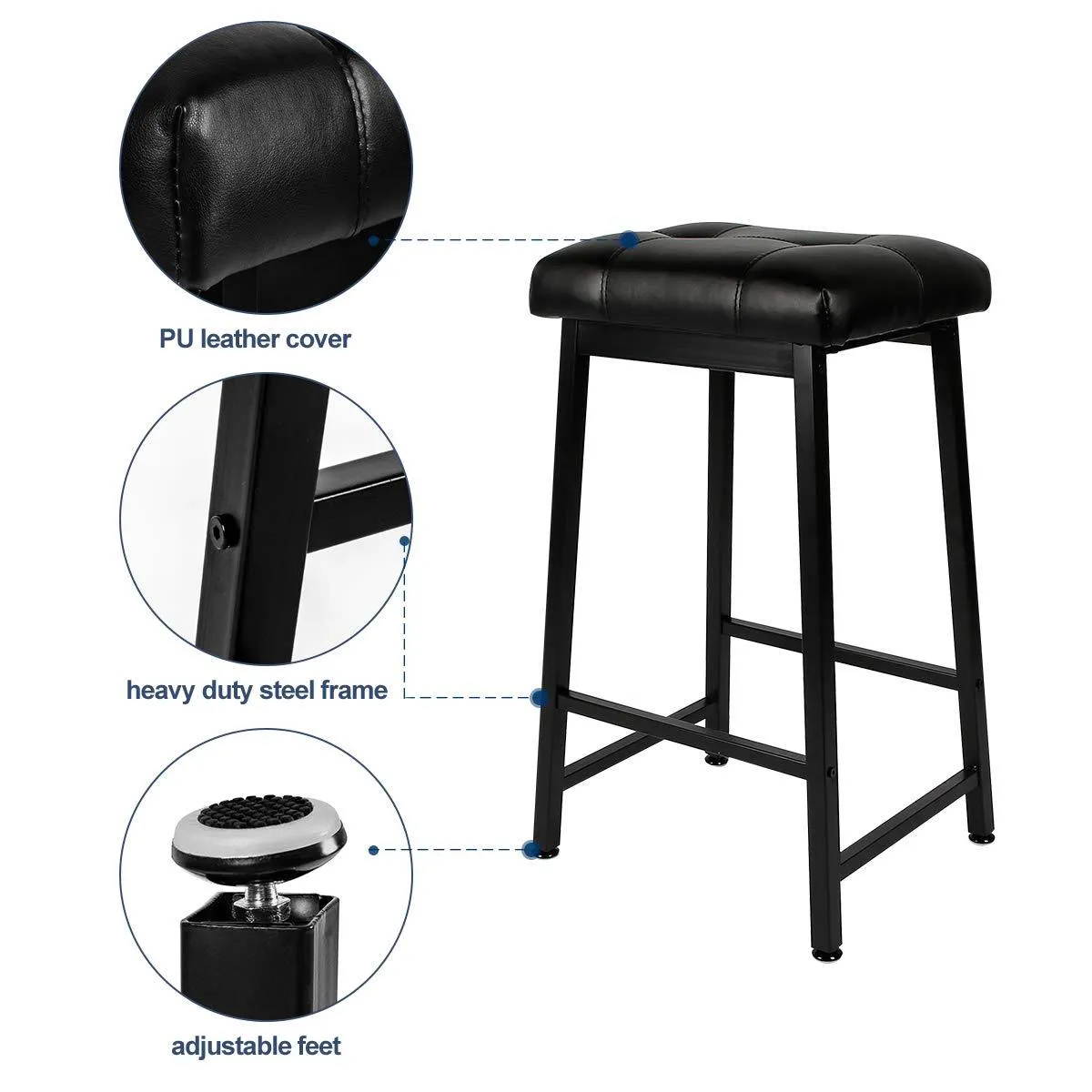 30 inchs Counter Height Bar Stools with Faux Leather Cushion Set of 2