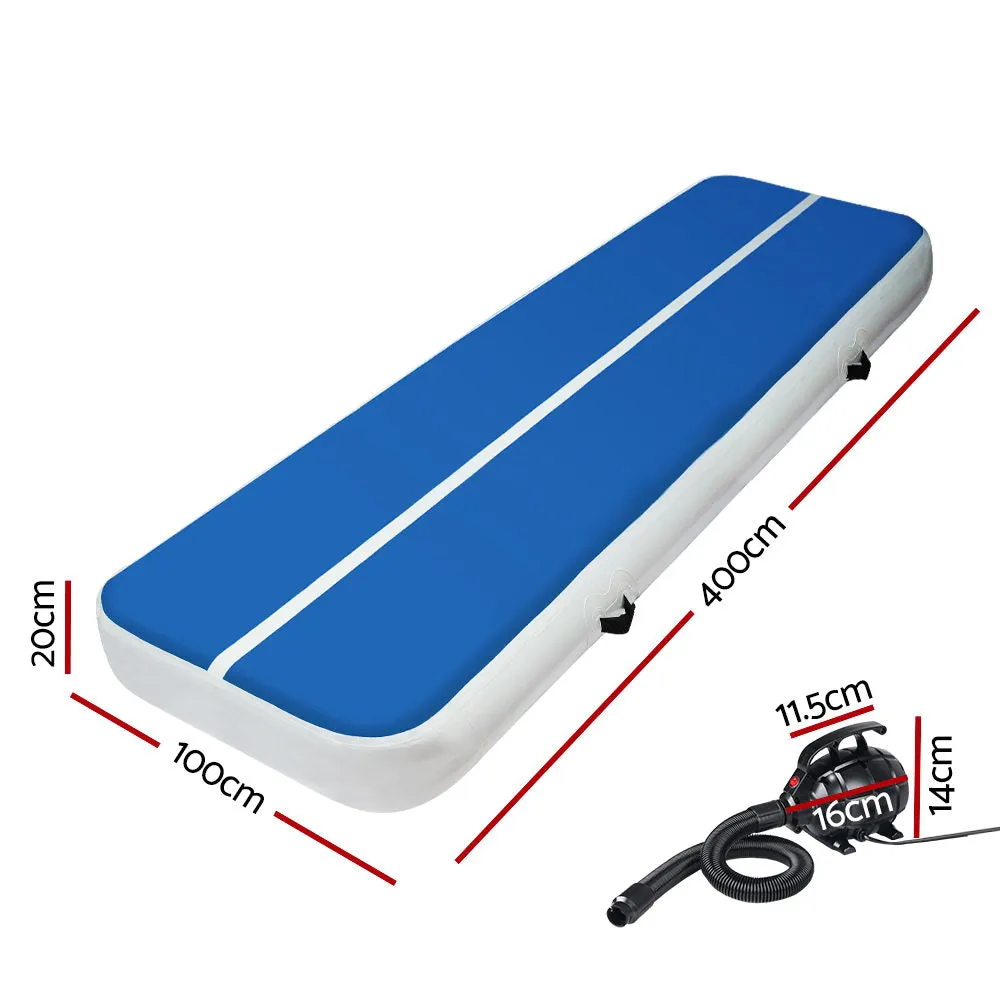 4x1M 20CM Thick Inflatable Air Track Mat with Pump - Everfit