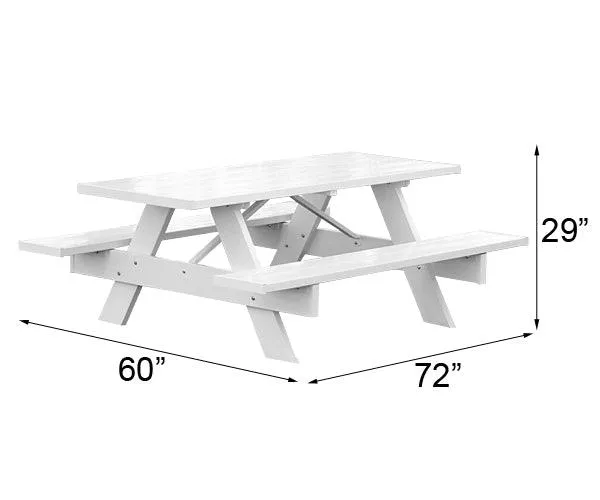 6' White Vinyl Picnic Table