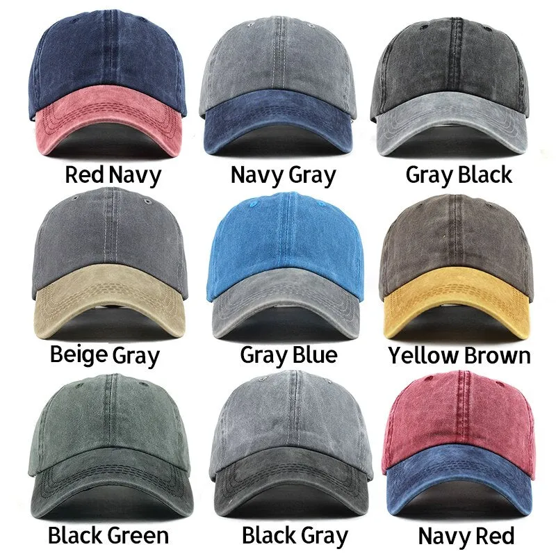 9 colors Washed Denim Two Color Snapback Baseball Cap