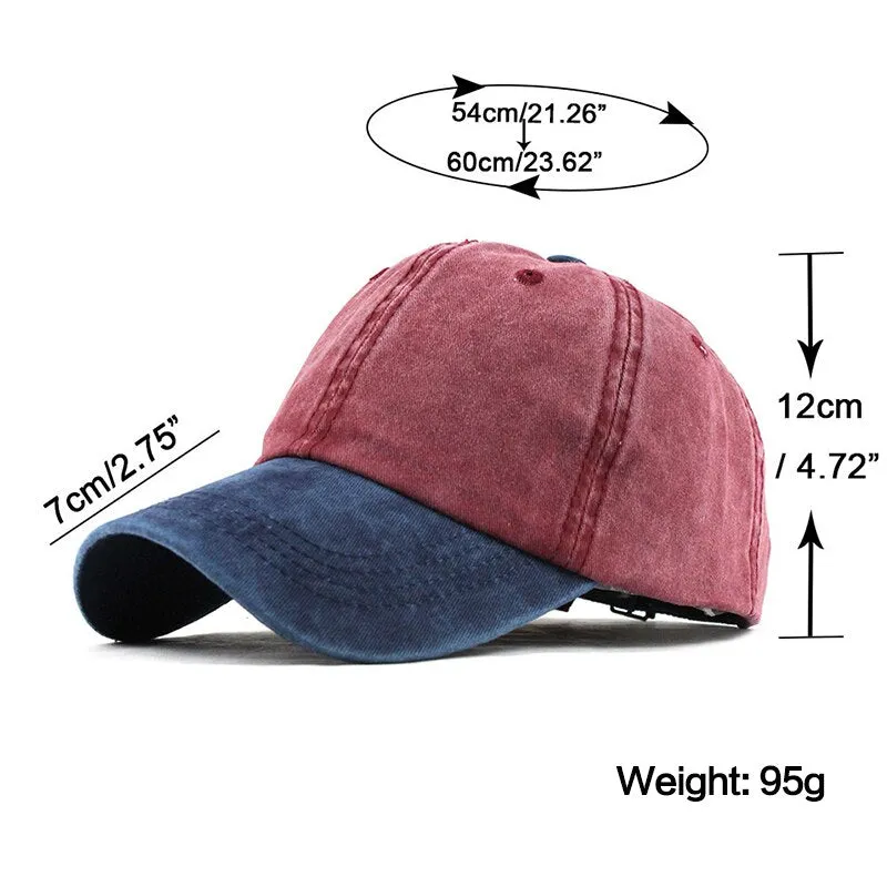 9 colors Washed Denim Two Color Snapback Baseball Cap