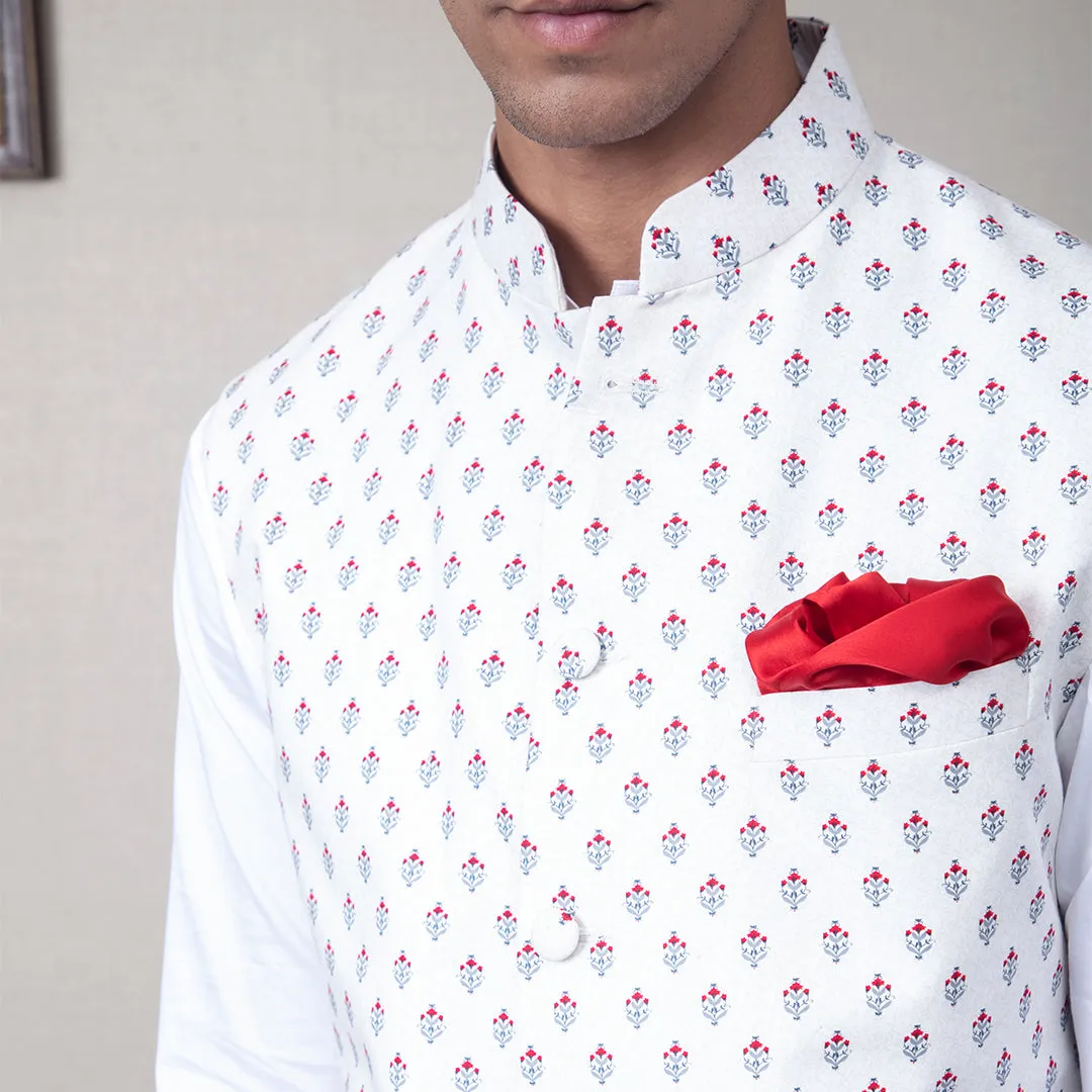 Aarav Floral Motif Printed Nehru Jacket