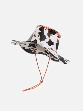 AlanBalen® - Cow Print Drawstring PU Leather Hat