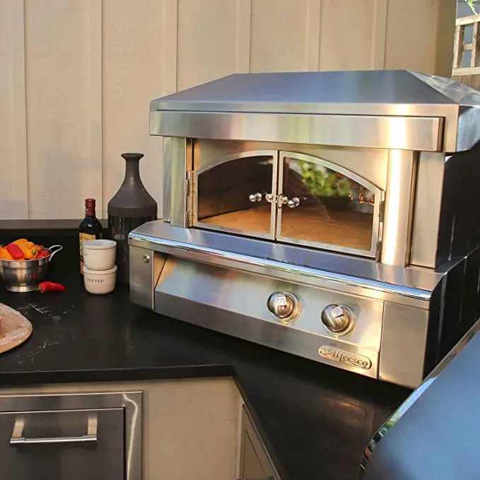 Alfresco 30-Inch Stainless Steel  Outdoor Pizza Oven for Countertop Mounting - Natural Gas