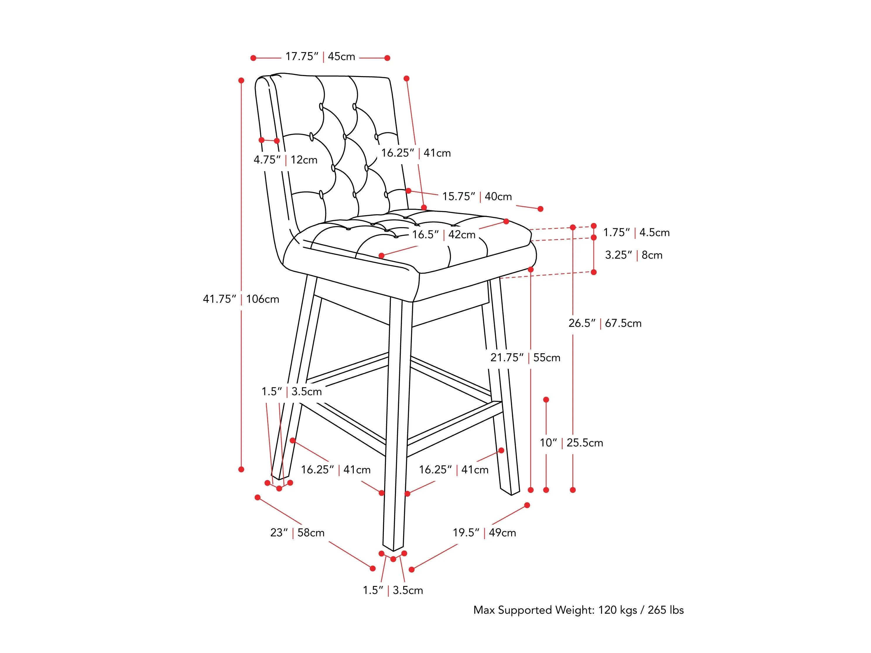 Beige Button Tufted Bar Stools