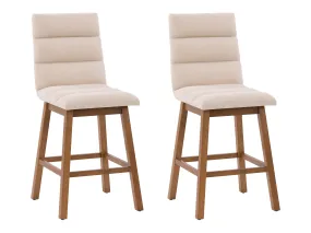 Beige Channel Tufted Bar Stools