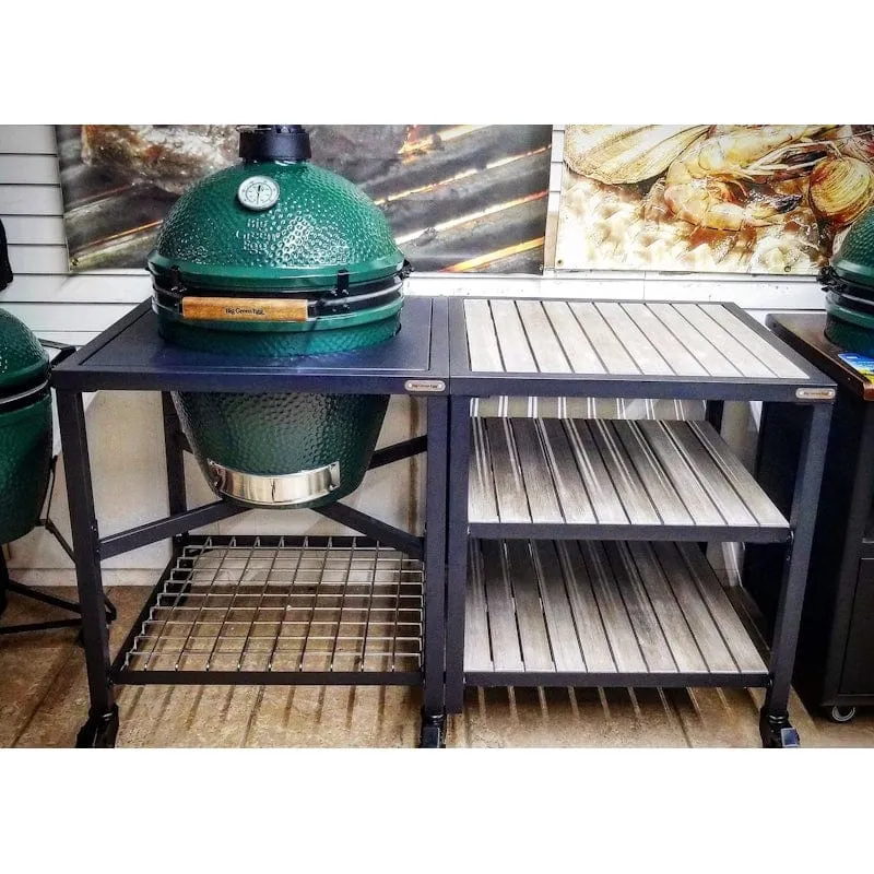 Big Green Egg | Modular Nest   Expansion Frame   Distressed Acacia Shelves