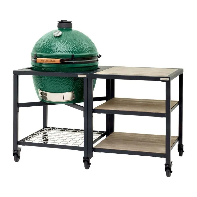 Big Green Egg | Modular Nest   Expansion Frame   Distressed Acacia Shelves