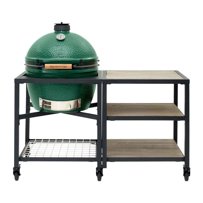 Big Green Egg | Modular Nest   Expansion Frame   Distressed Acacia Shelves