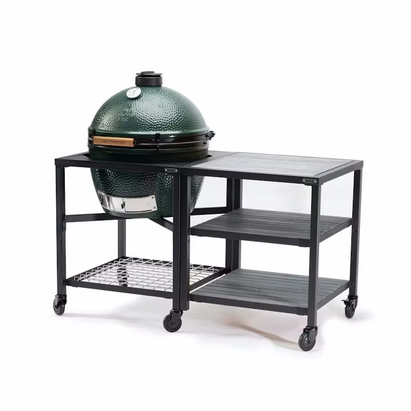 Big Green Egg | Modular Nest   Expansion Frame   Distressed Acacia Shelves