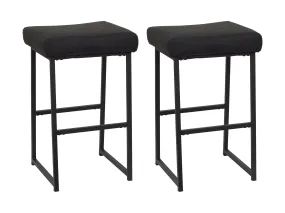 Black Backless Bar Stools, Set of 2