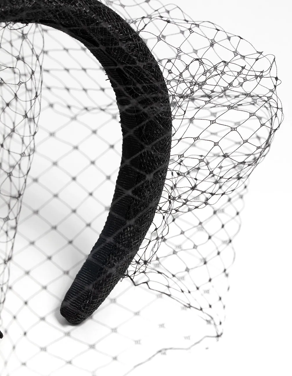 Black Mesh Veil Alice Band