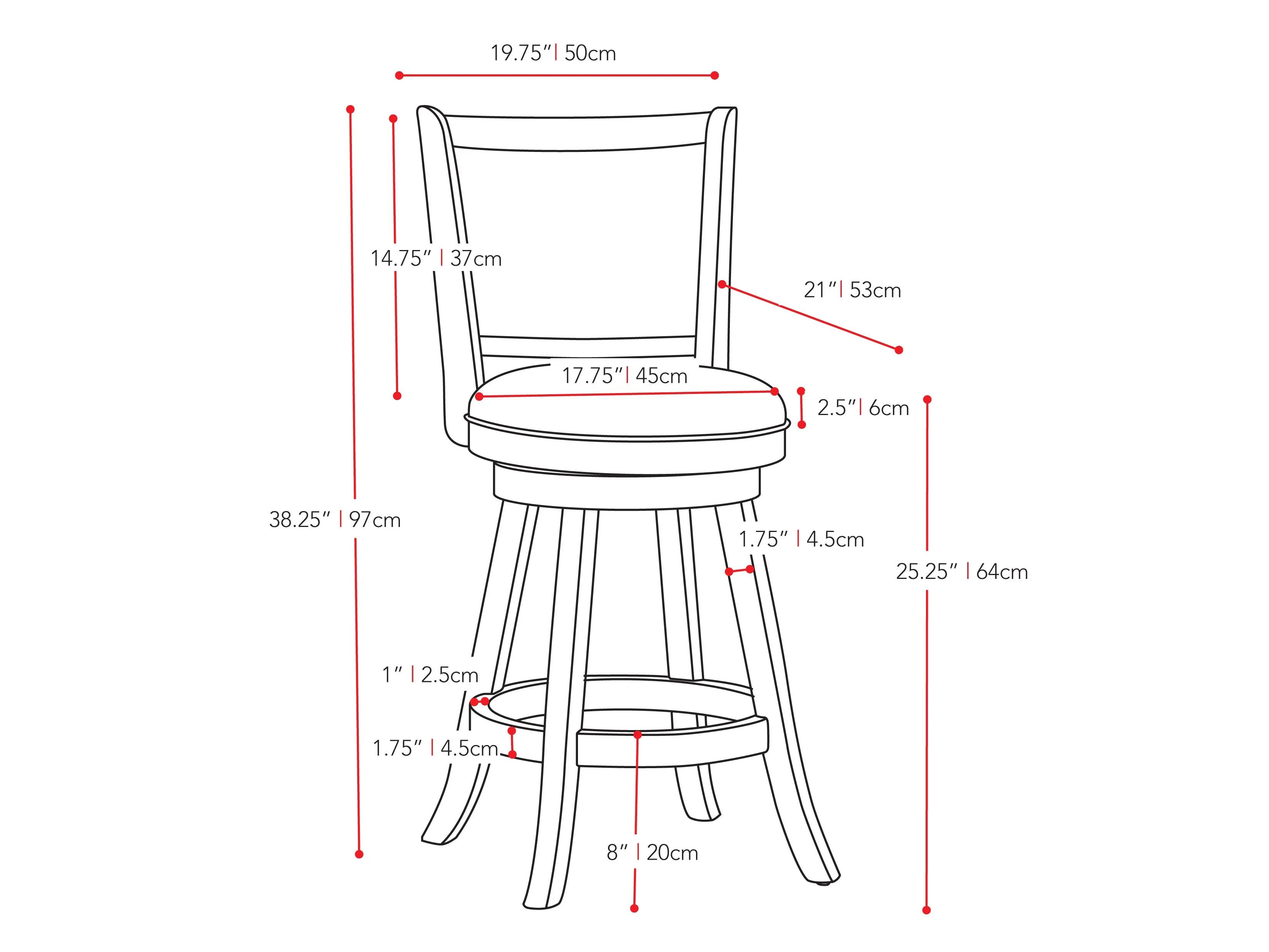 Brown Counter Height Bar Stools, Set of 2