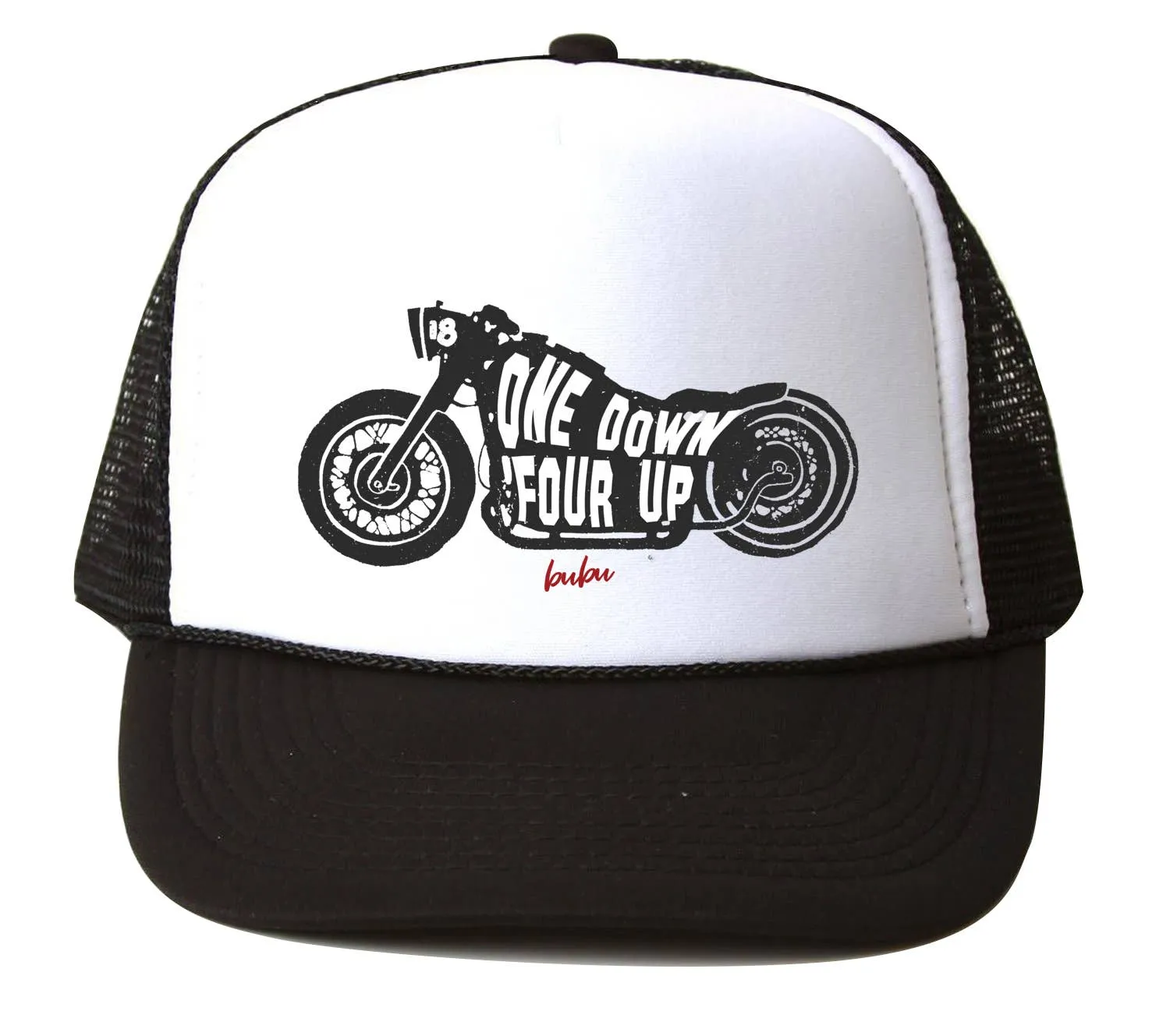 Bubu - Motorcycle One Down Four Up Trucker Hat (multiple colors) medium