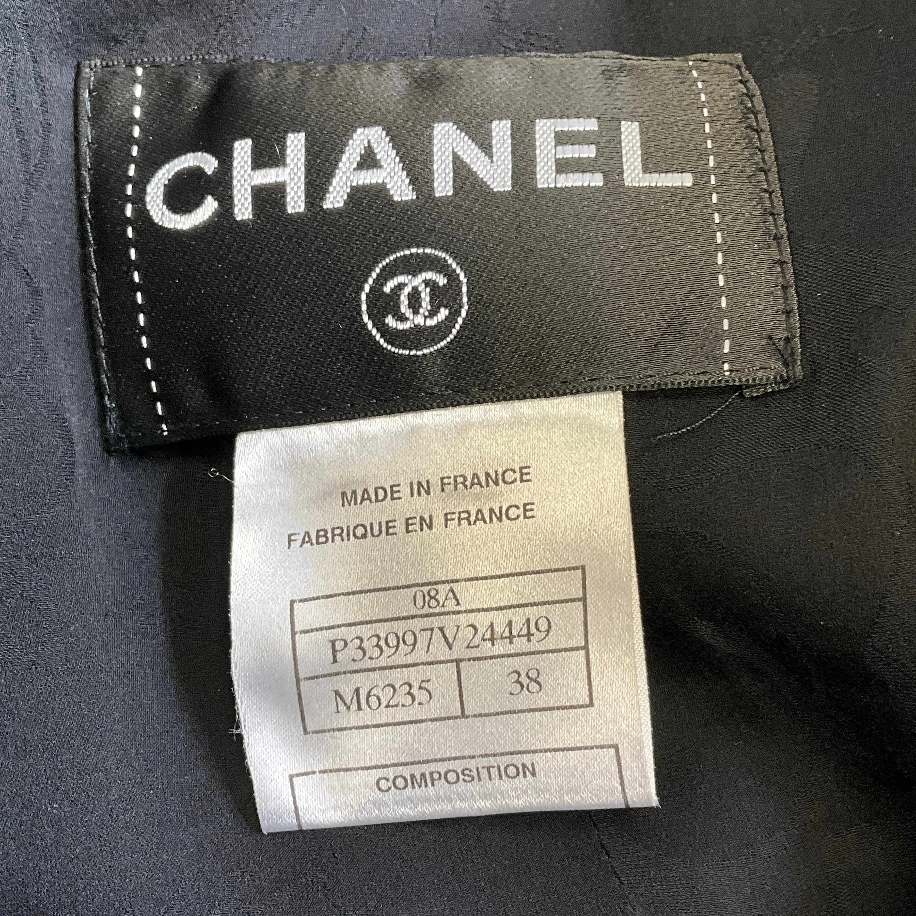 Chanel Black / Charcoal Grey / Silver / Gold Metallic 2008 Wool Tweed Jacket