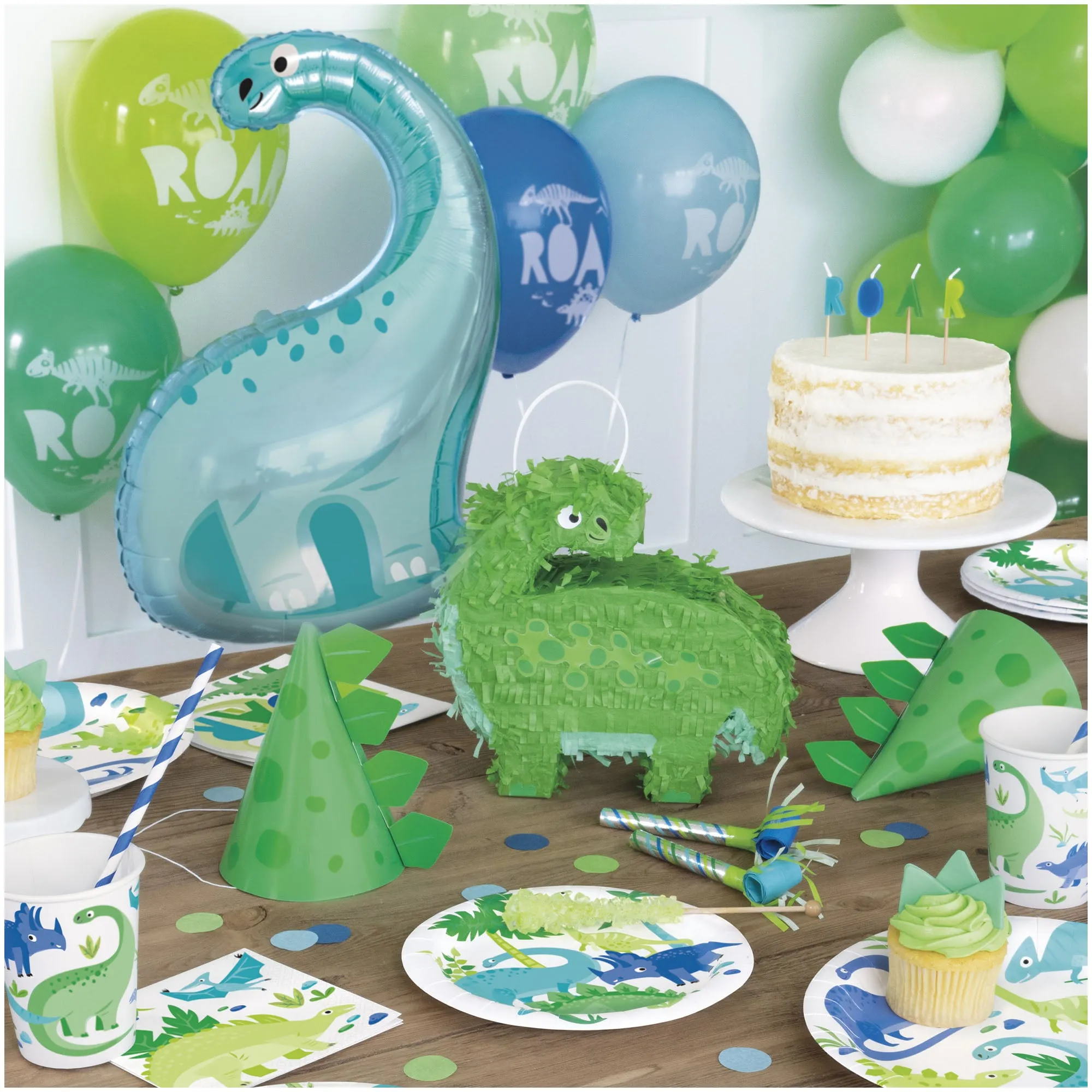 Dinosaur Party Supplies - Green Dinosaur Cone Party Hat Birthday Accessories, 16 Count