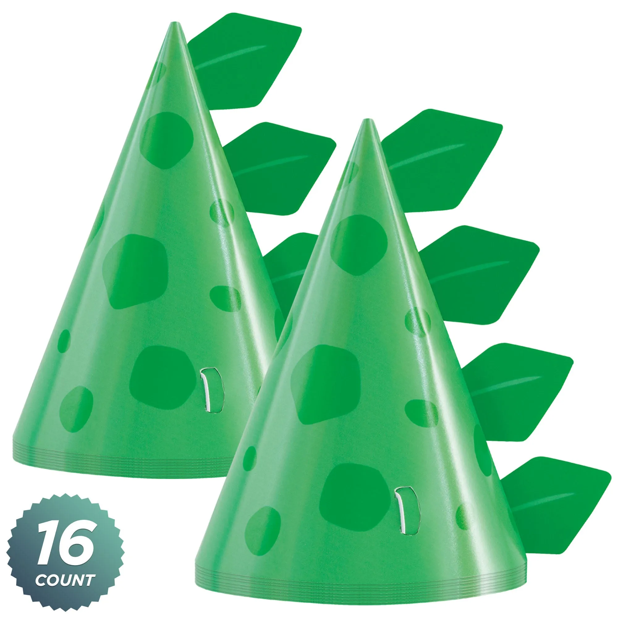 Dinosaur Party Supplies - Green Dinosaur Cone Party Hat Birthday Accessories, 16 Count