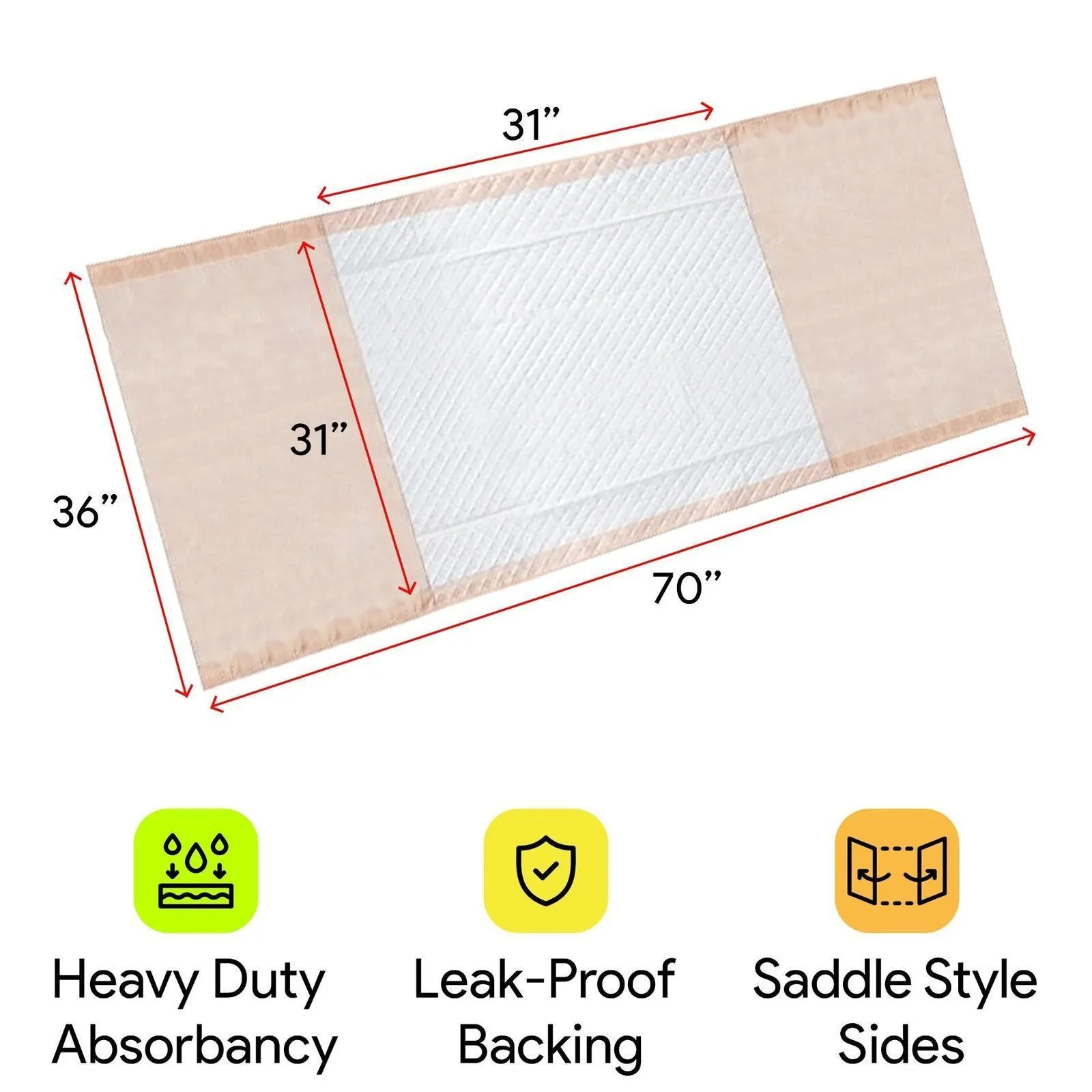 Disposable Bed Pads 36 x 70" Pad with Tuckable Sides