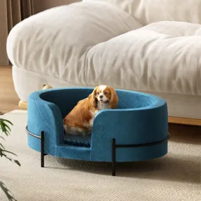 Elevated Pet Bed Sofa with Velvet Cushion Blue - i.Pet