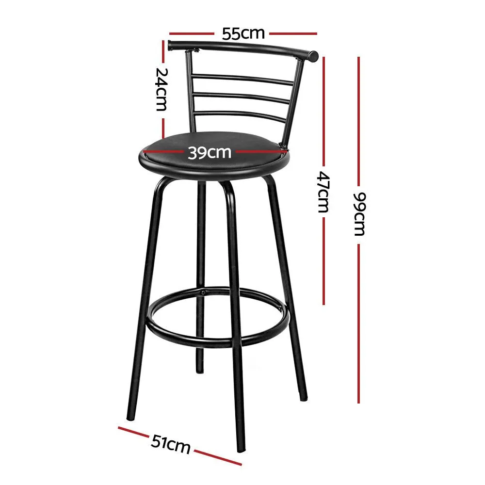 Four Bar Stools Swivel Leather Padded Metal