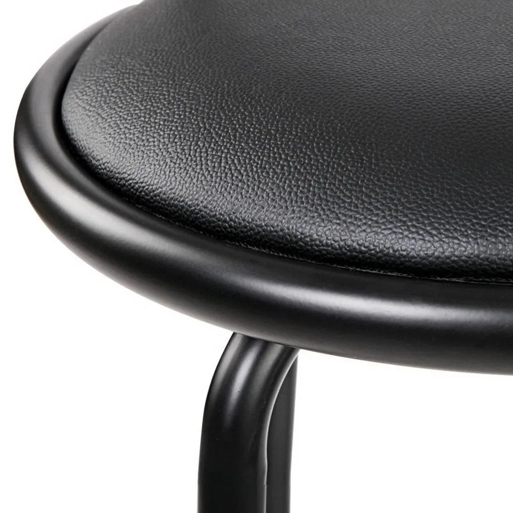 Four Bar Stools Swivel Leather Padded Metal