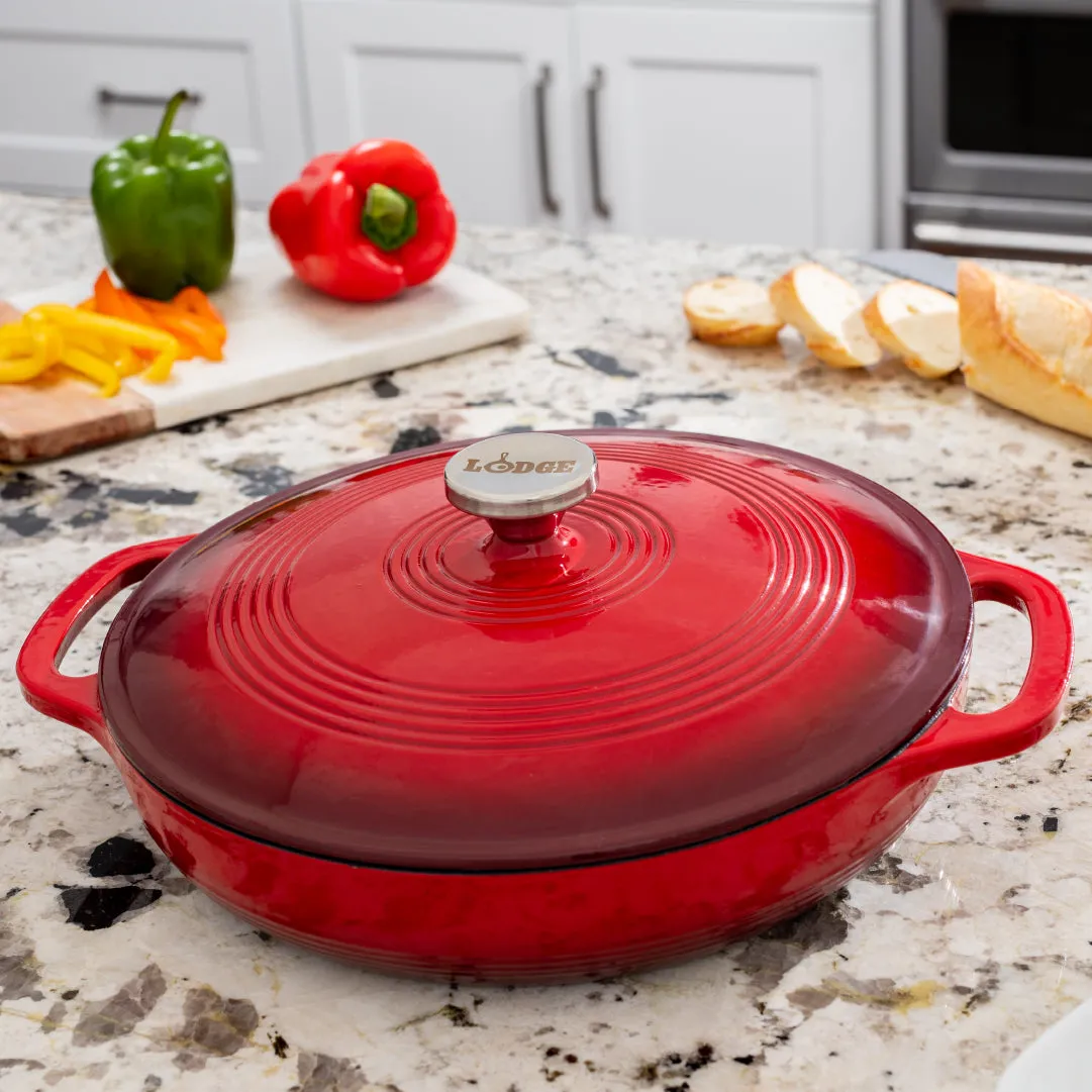 Lodge 3.6 Quart Red Enamled Covered Casserole