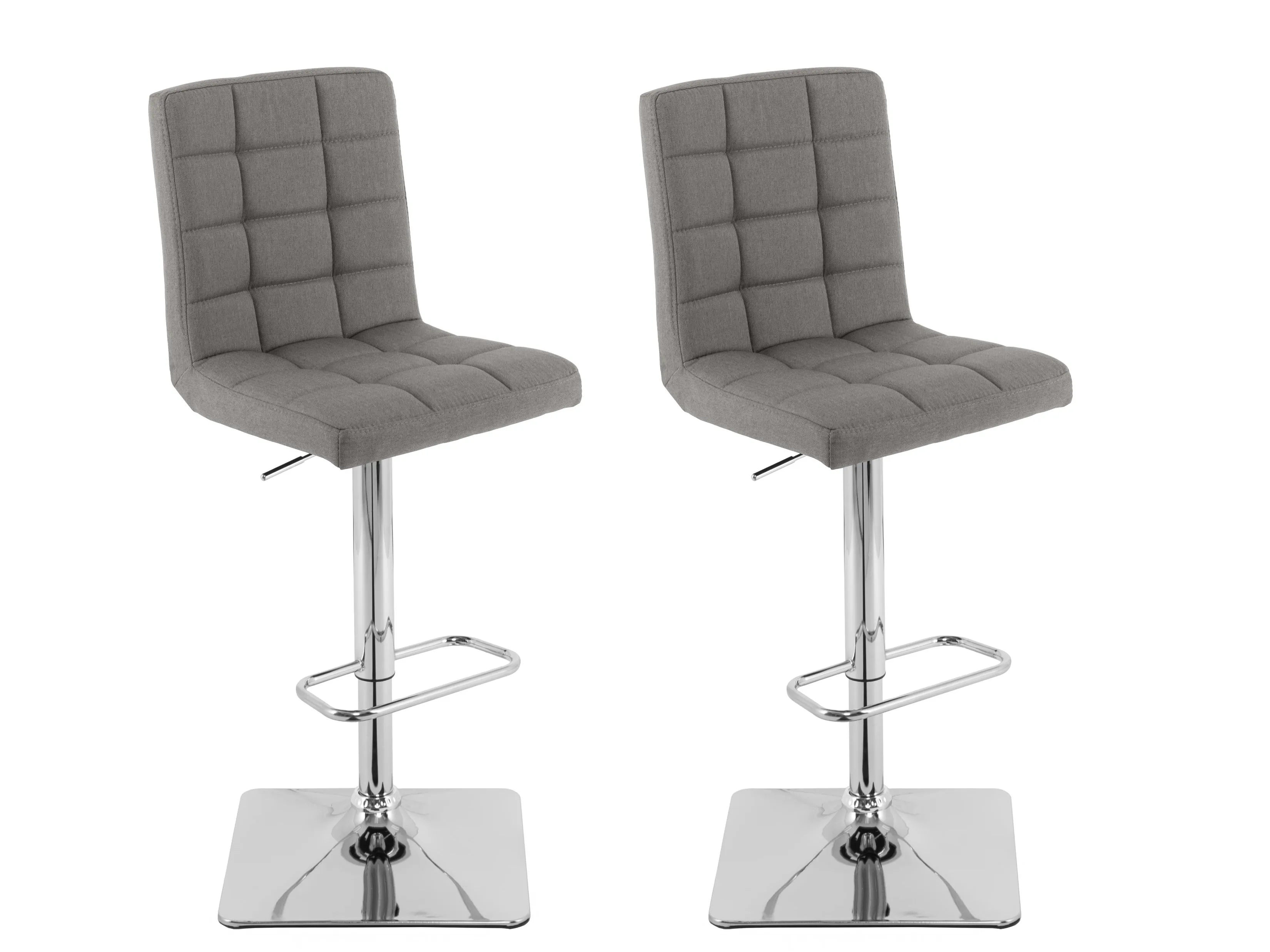 Medium Grey High Back Bar Stools, Set of 2