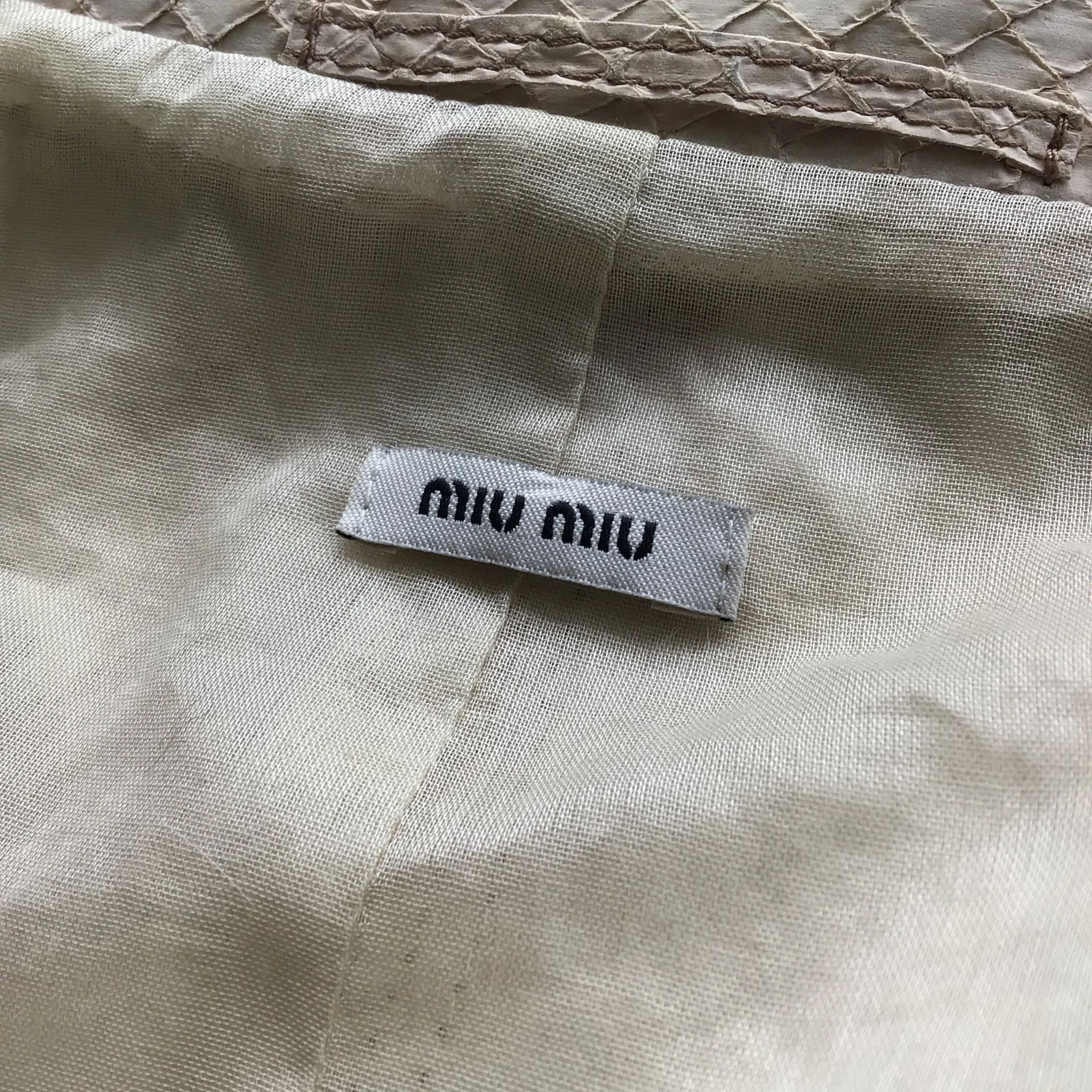 Miu Miu Ivory Python Skin Leather Moto Zip Jacket