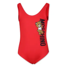 Moschino Climbing Bear Red Swimsuit