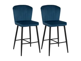 Navy Blue Metal Bar Stools, Set of 2