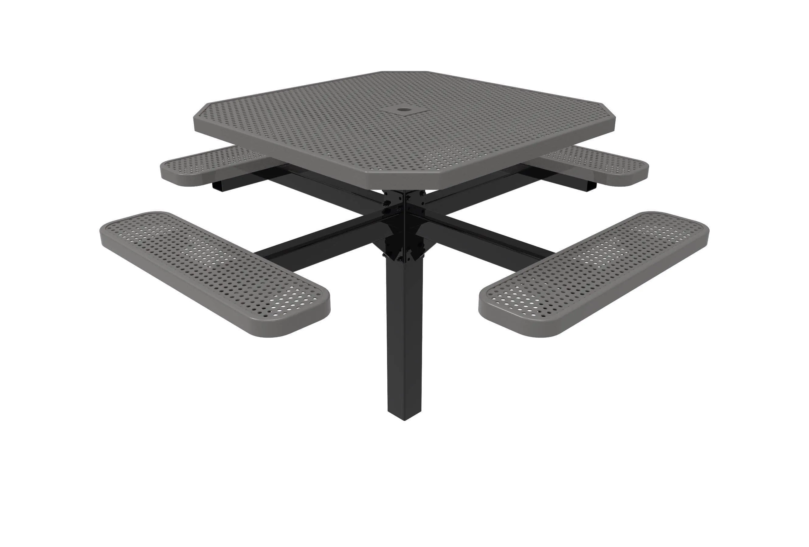 Octagon Pedestal Picnic Table with 4 Seats - Circular Pattern - 46 In.