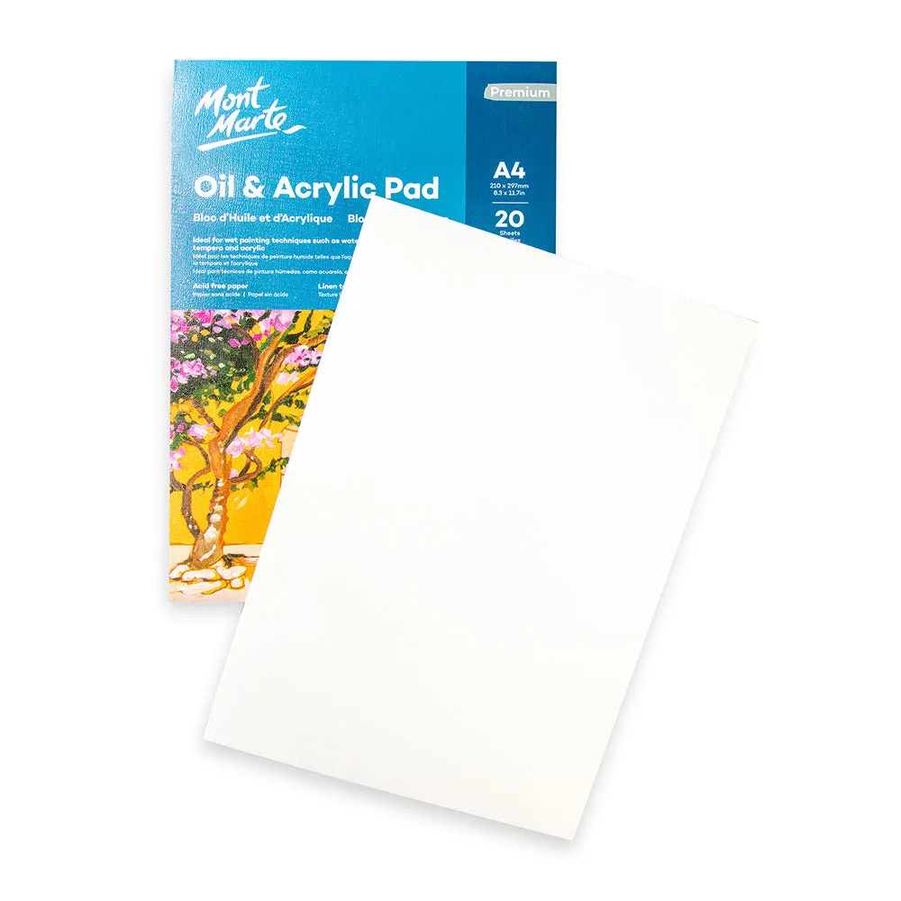 Oil & Acrylic Pad Premium A4 20 Sheets 250gsm