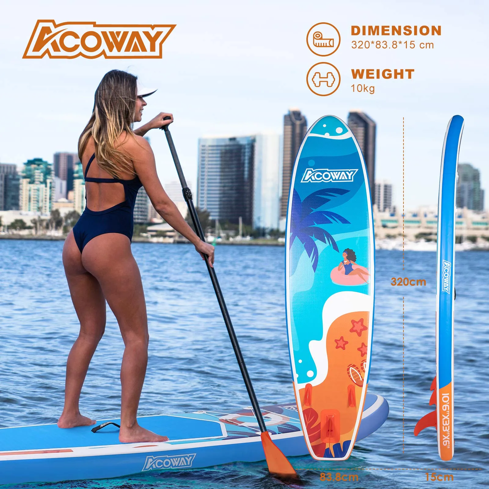 Paddleboard Inflatable, 10'6 33"6" - Paddle Boards for Adults & Youth, Inflatable SUP