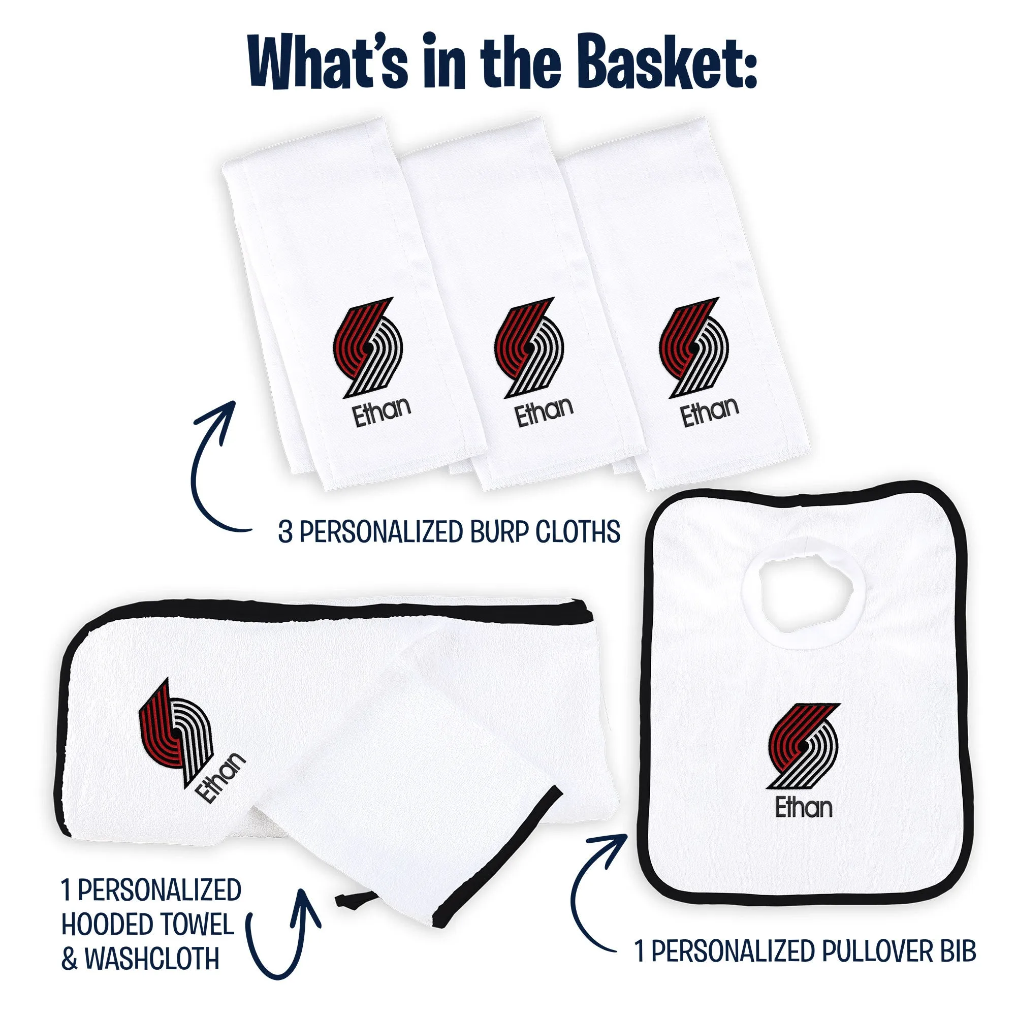 Personalized Portland Trail Blazers Medium Basket - 6 Items