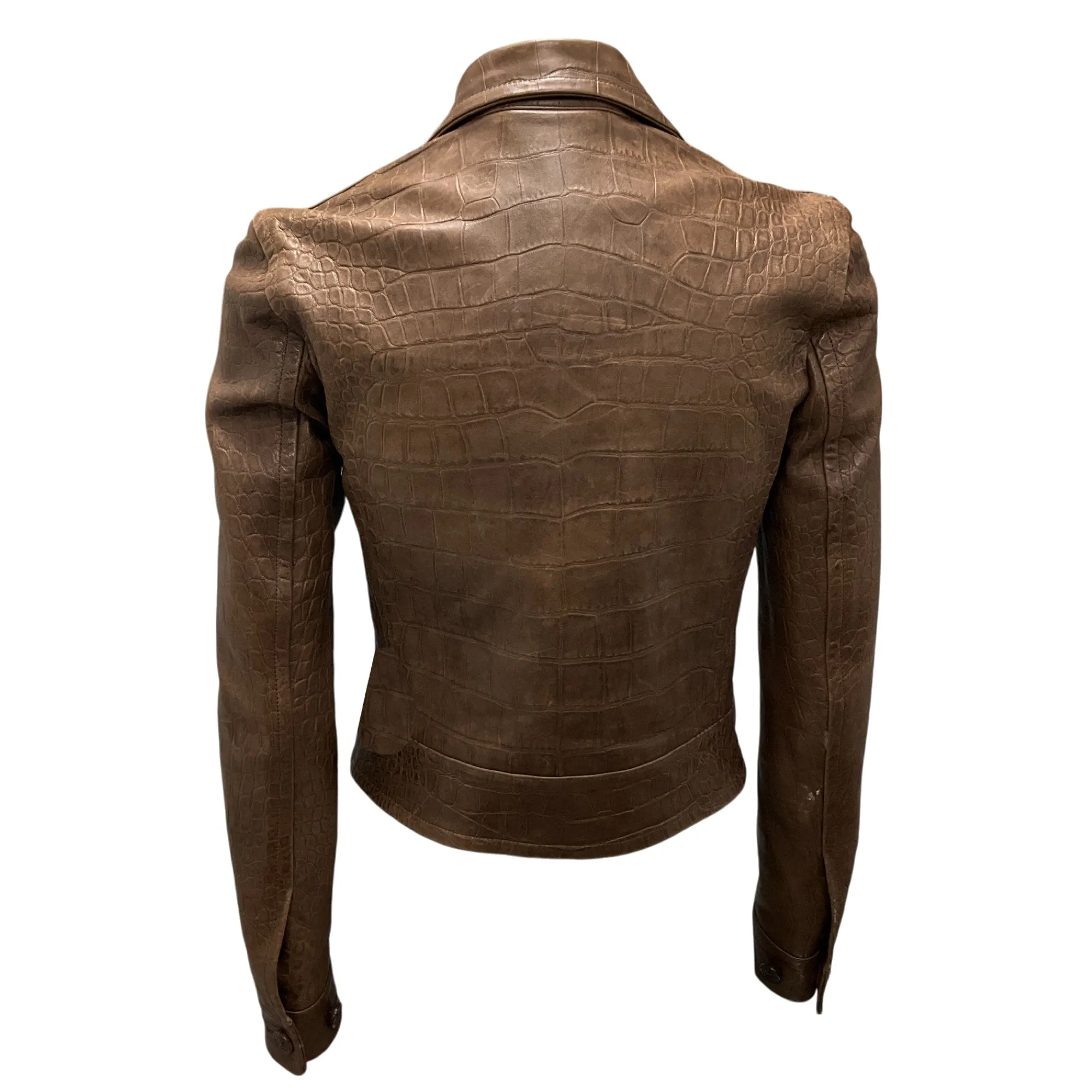 Ralph Lauren Black Label Brown Embossed Leather Jacket