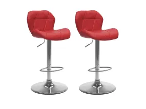 Red Bar Stools with Backs, Set of 2