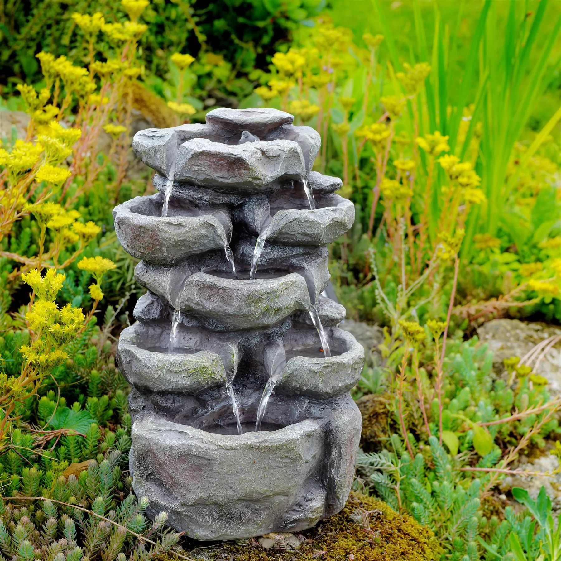 Rock Solar Water Feature Outdoor With LED