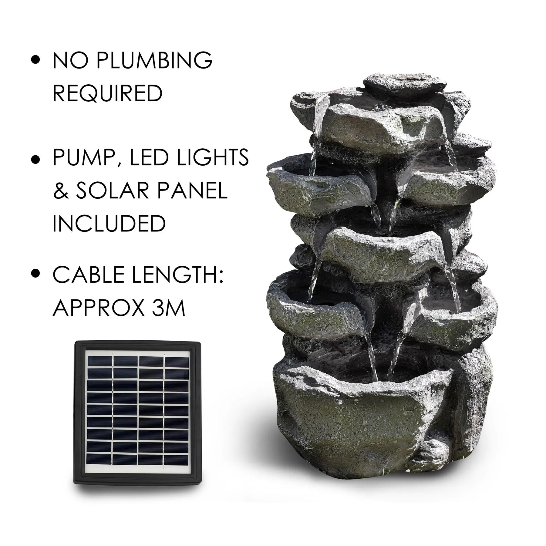 Rock Solar Water Feature Outdoor With LED