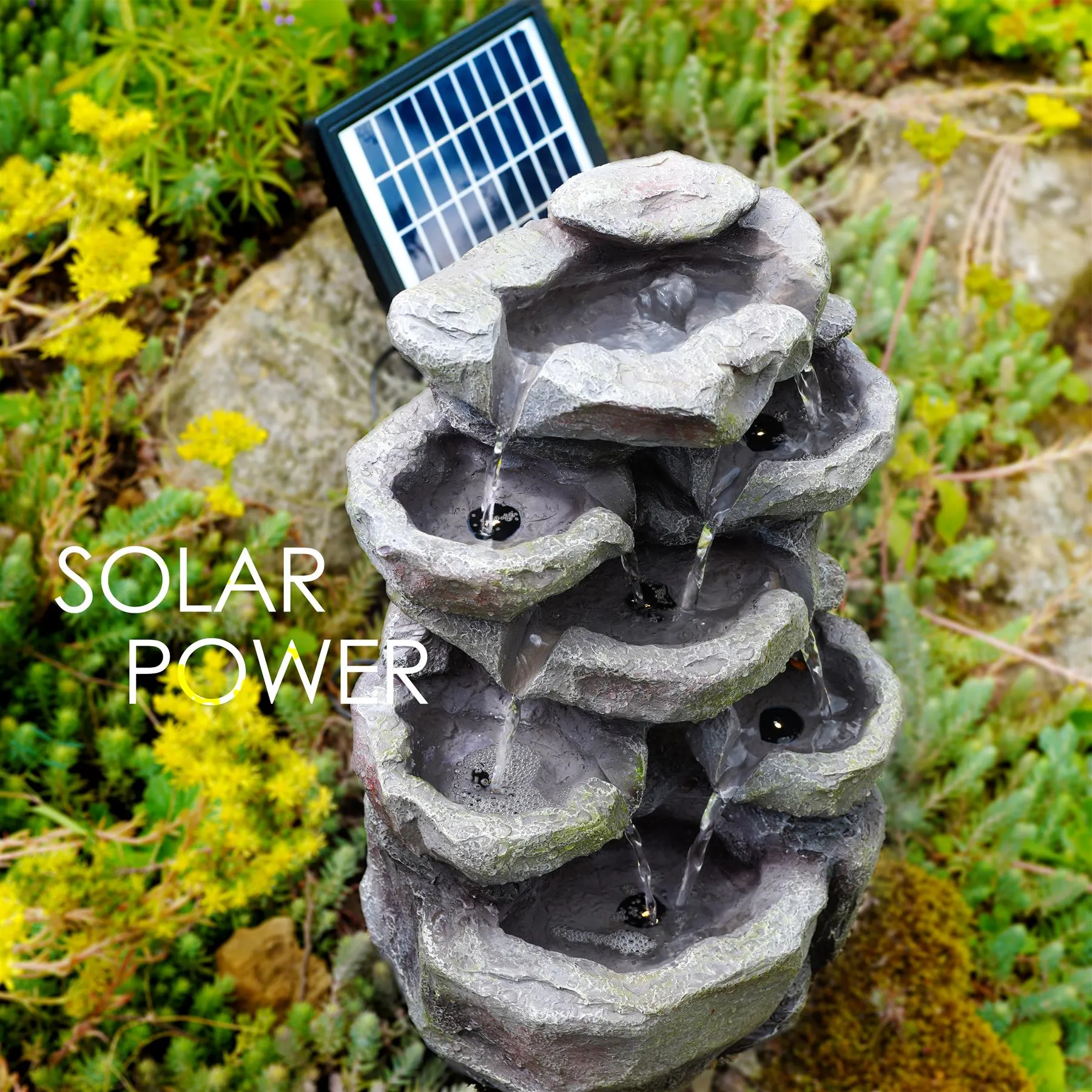 Rock Solar Water Feature Outdoor With LED