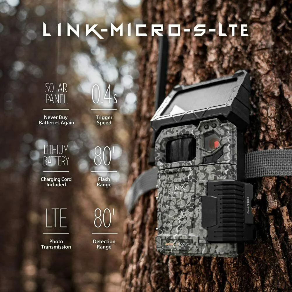 Spypoint LINK-MICRO-S-LTE Solar Cellular Trail Camera with Rechargeable Battery