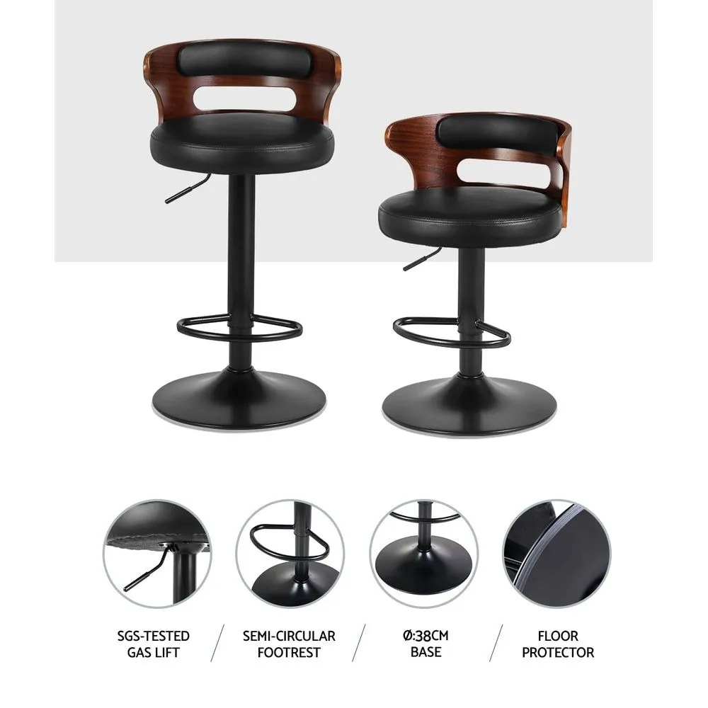 Two Bar Stools Gas Lift Faux Leather