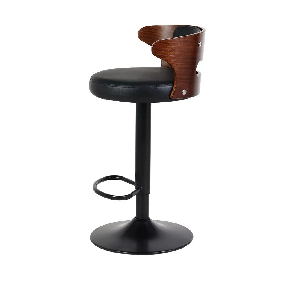 Two Bar Stools Gas Lift Faux Leather