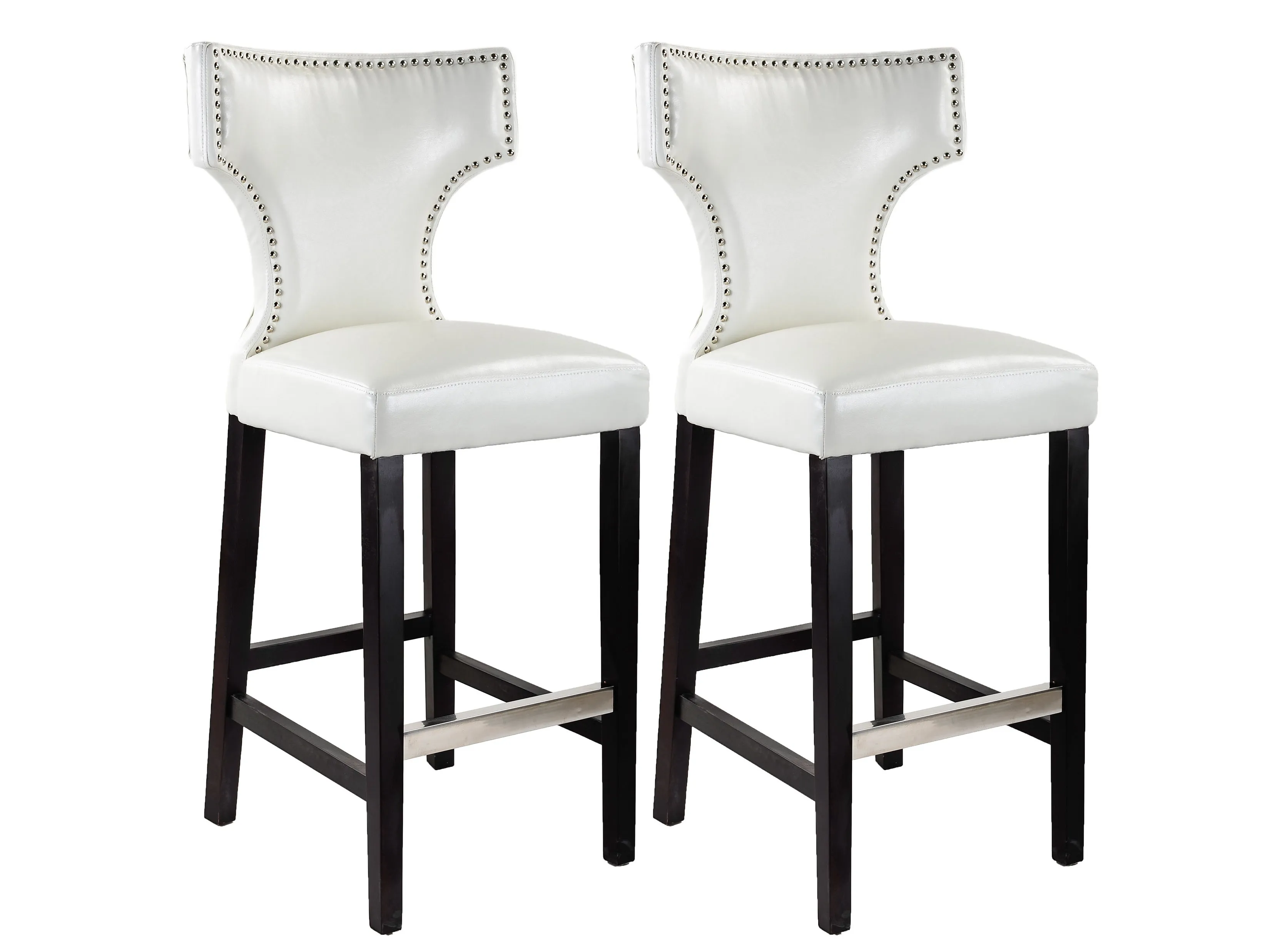 White Bar Height Bar Stools, Set of 2