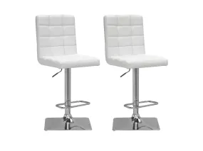 White High Back Bar Stools, Set of 2