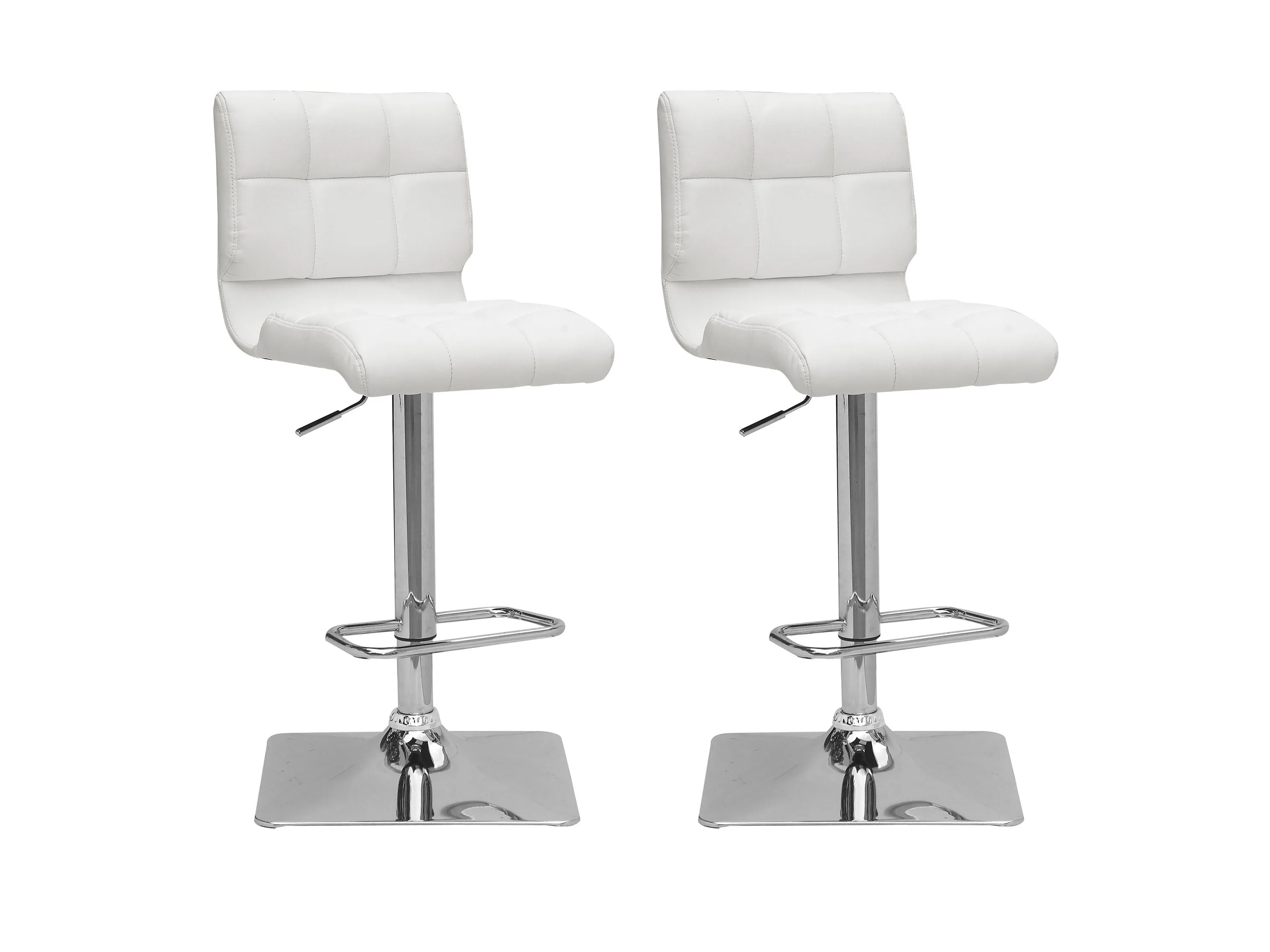 White Tufted Bar Stools, Set of 2